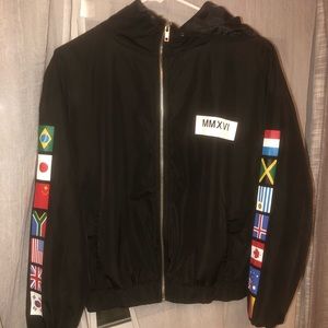 Black windbreaker